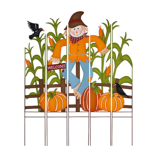 Glitzhome® 41.5" Fall Scarecrow & Corn Combo Metal Yard Stake | 33.07" x 0.28" x 41.34" | Michaels®